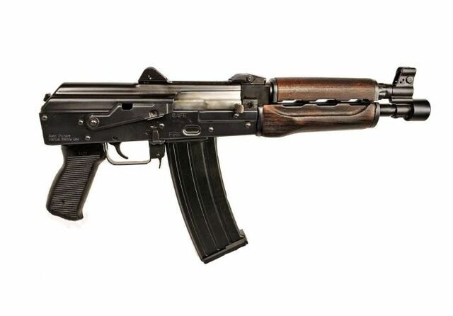 Zastava ZPAP85 AK Pistol 5.56 NATO/223, 10" Chrome Lined Barrel, Dark Wood, Buldged Trunnion 30rd Mag1.5 mm receiver , chrome lined barrel